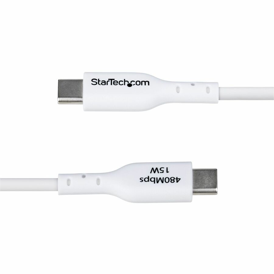 Alternate-Image4 Image for StarTech.com 3ft (91cm) USB-A to USB-C Charging Cable, Charge & Sync, 3A, USB 2.0, TPE Jacket - White USB Charging Cord