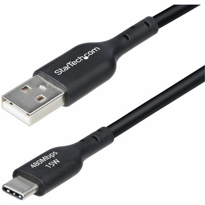 Main Image for StarTech 6ft (1.8m) USB-A to USB-C Charging Cable, Charge & Sync, 3A, USB 2.0, TPE Jacket - Black USB Charging Cord
