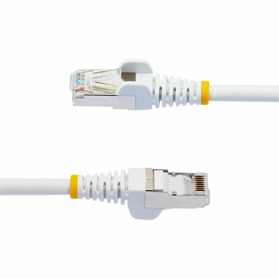 Alternate-Image2 Image for StarTech 60in CAT6a Ethernet Cable, White Low Smoke Zero Halogen (LSZH) 10 GbE 100W PoE S/FTP Snagless RJ-45 Network Patch Cord