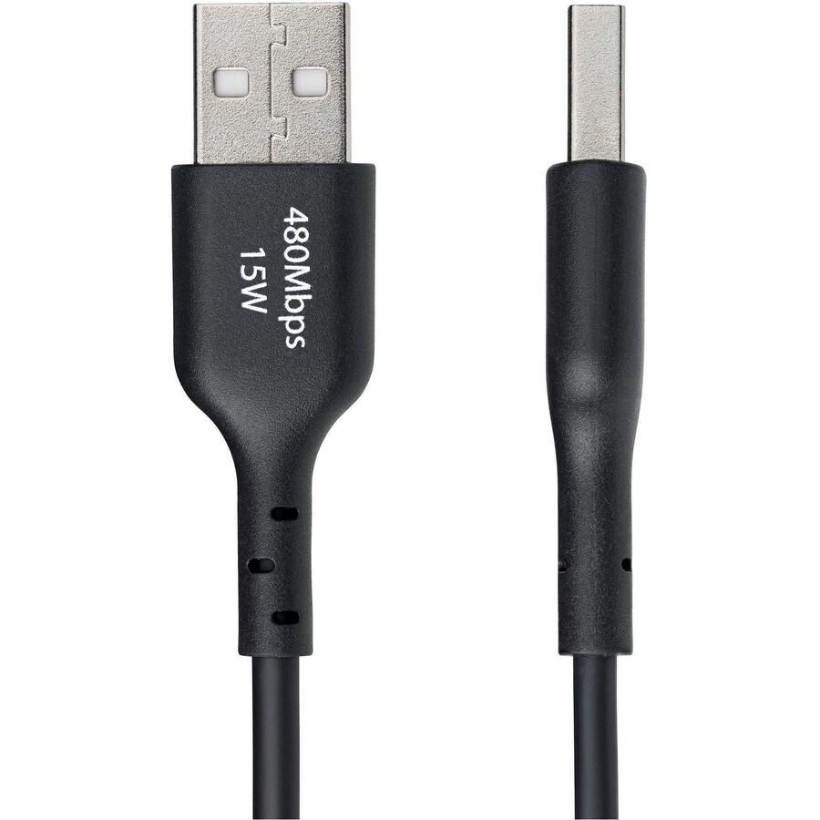 Alternate-Image1 Image for StarTech.com 3ft (91cm) USB-A to USB-C Charging Cable, Charge & Sync, 3A, USB 2.0, TPE Jacket - Black USB Charging Cord