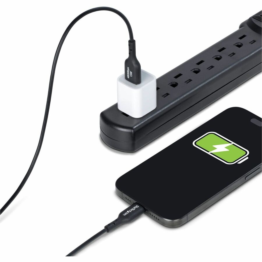 Alternate-Image6 Image for StarTech.com 3ft (91cm) USB-A to USB-C Charging Cable, Charge & Sync, 3A, USB 2.0, TPE Jacket - Black USB Charging Cord