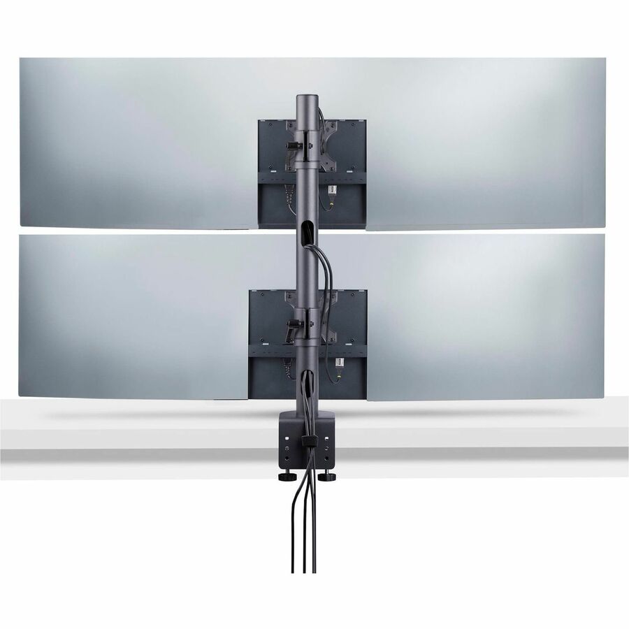 Alternate-Image2 Image for StarTech Desk Mount For 2x Vertically Stacked Monitors, Dual 49" , Total 70lb/32kg, C-Clamp, VESA, Widescreen 16:9/Ultrawide 32:9, TAA