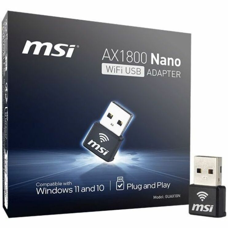 Alternate-Image1 Image for MSI GUAX18N IEEE 802.11 a/b/g/n/ac/ax Dual Band Wi-Fi Adapter for Computer, Notebook