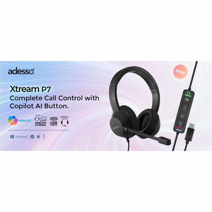 Alternate-Image8 Image for Adesso Xtream P7 Wired Stereo Headset With AI Controls