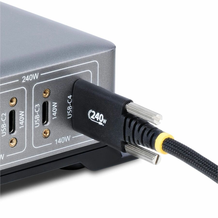Alternate-Image7 Image for StarTech.com 6.6ft (2m) USB-C Charging Cable, Side Screw Locking, 240W (5A) PD EPR, Silicone Jacket w/Braid, Rugged USB 2.0 Cord, USB-IF
