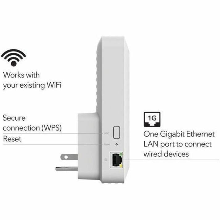 Alternate-Image2 Image for Netgear EAX17 Dual Band Wi-Fi 6 IEEE 802.11 a/b/g/n/ac/ax/i 3 Gbit/s Wireless Range Extender