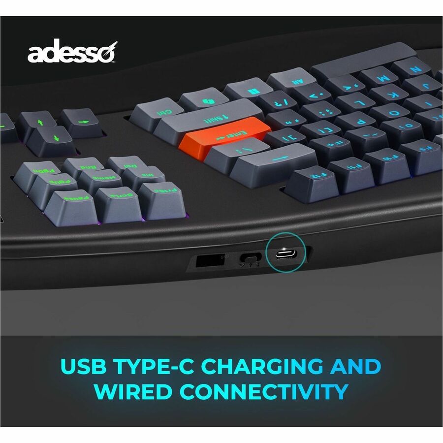 Alternate-Image4 Image for Adesso Easy Touch 1500 Ergonomic Mechanical Keyboard with Cherry MX Red Switch
