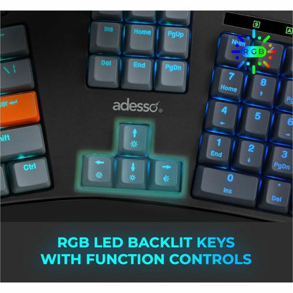 Alternate-Image2 Image for Adesso Easy Touch 1500 Ergonomic Mechanical Keyboard with Cherry MX Red Switch