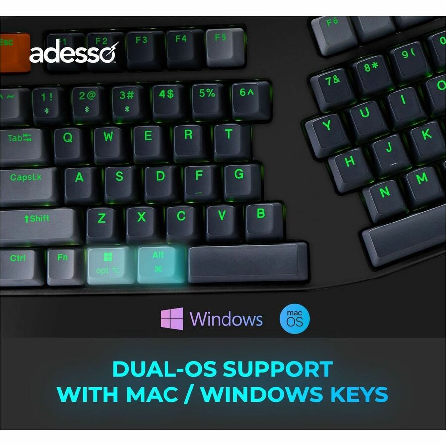 Alternate-Image3 Image for Adesso Easy Touch 1500 Ergonomic Mechanical Keyboard with Cherry MX Red Switch