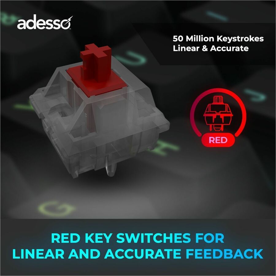 Alternate-Image10 Image for Adesso Easy Touch 1500 Ergonomic Mechanical Keyboard with Cherry MX Red Switch