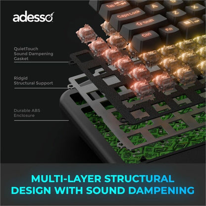 Alternate-Image6 Image for Adesso Easy Touch 1500 Ergonomic Mechanical Keyboard with Cherry MX Red Switch