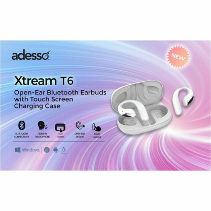 Alternate-Image6 Image for Adesso XTREAM T6 Open-Ear Bluetooth Earbuds with Touch Screen Charging Case