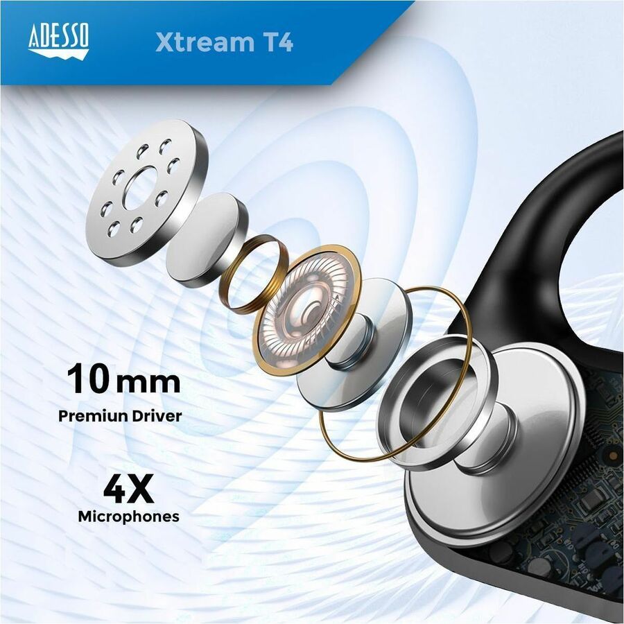 Alternate-Image3 Image for Adesso Xtream T5 Open-Ear Bluetooth Water Resistant Earbuds