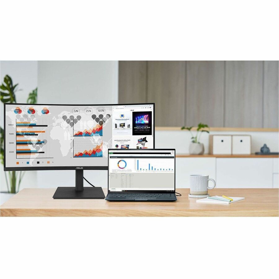 Life-Style Image for Asus VA34VCPSR 34" Class UW-QHD Curved Screen LED Monitor - 21:9 - Black