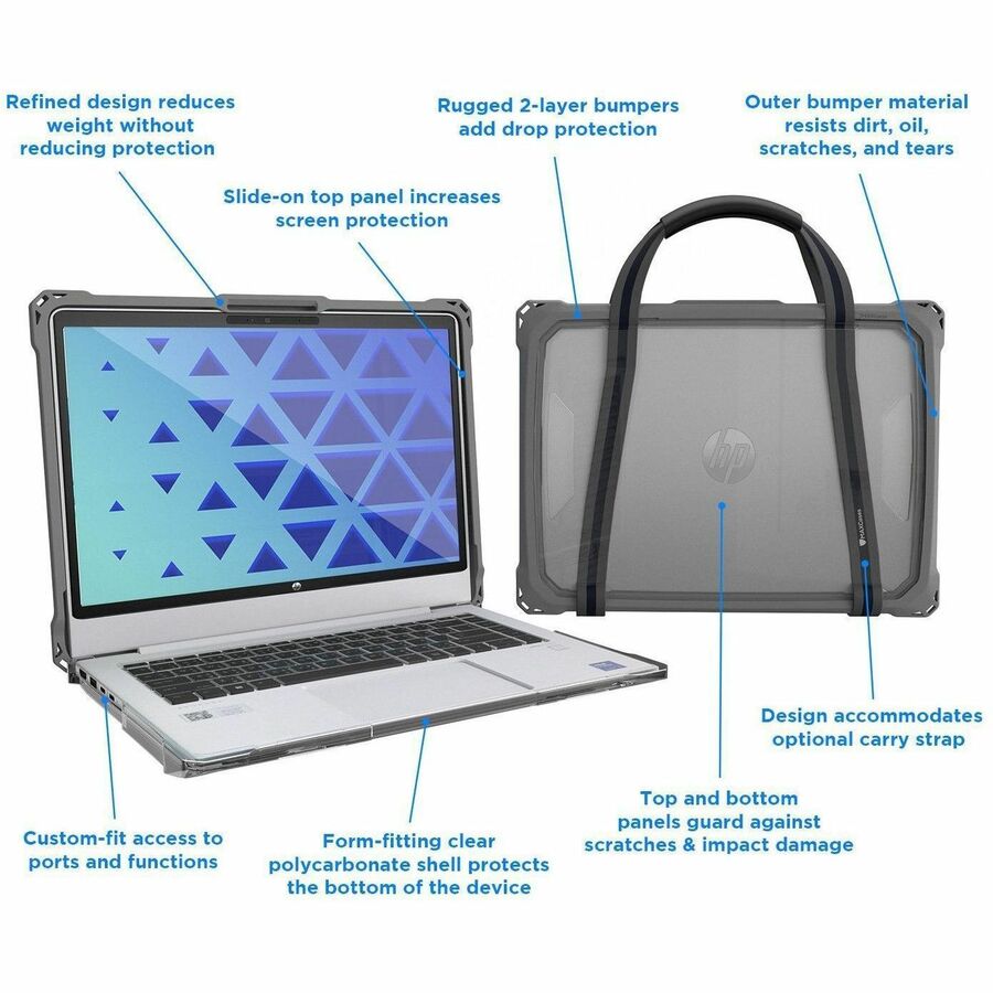 Alternate-Image1 Image for MAXCases Extreme Shell-FL Chromebook Case for HP 14" Probook 440, 445 G11, ProBook 4 G1i & G1a, and EliteBook 14" 640, 645 G11 & EliteBook 6 G1i & G1a (Grey/Slide-On Top, PC Bottom)