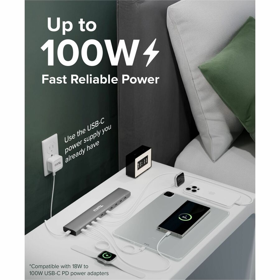 Alternate-Image7 Image for Plugable 10 Port USB C Charging Station, Up to 100W Charger for Multiple Devices with Priority Charging