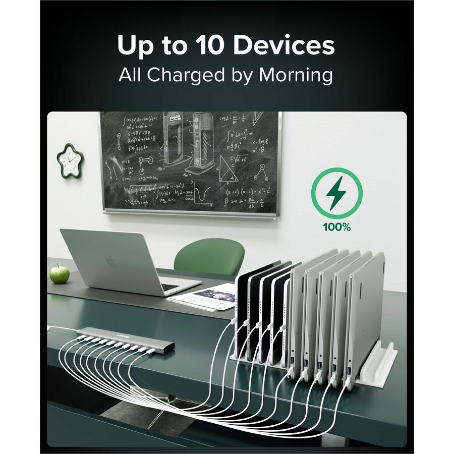 Alternate-Image3 Image for Plugable 10 Port USB C Charging Station, Up to 100W Charger for Multiple Devices with Priority Charging