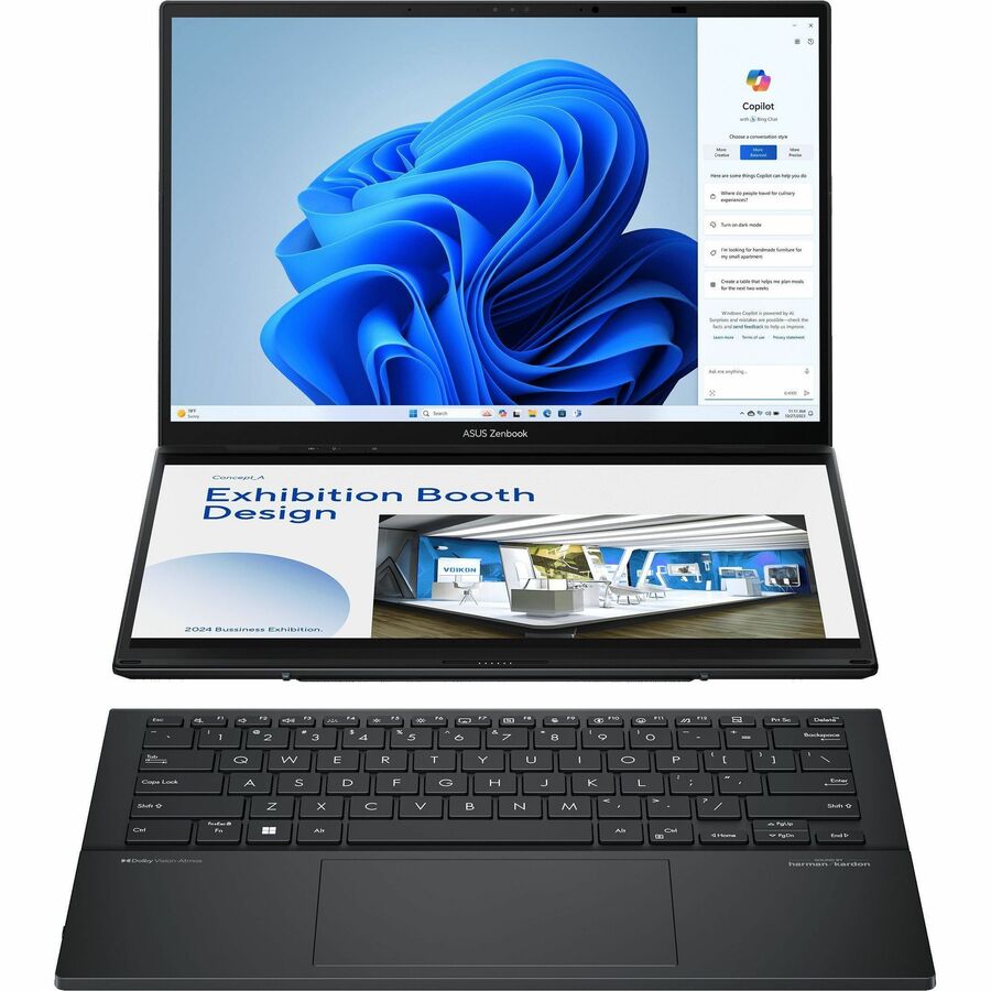 Alternate-Image1 Image for Asus ZenBook Duo UX8406 UX8406CA-DS79T 14" Touchscreen Detachable 2 in 1 Notebook - 3K - 120 Hz - Intel Core Ultra 7 255H - Intel Evo Platform - 32 GB - 1 TB SSD - Inkwell Gray