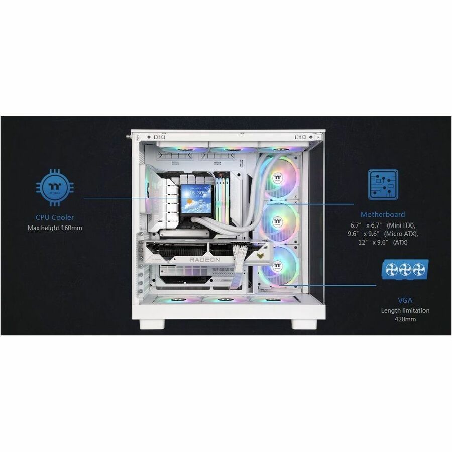 Alternate-Image10 Image for Thermaltake View 380 XL TG ARGB Snow Mid Tower Chassis
