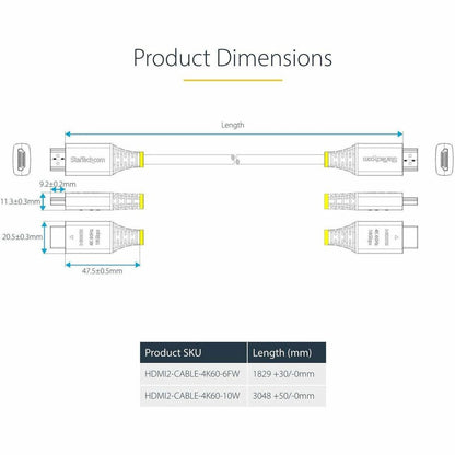 Alternate-Image4 Image for StarTech.com 6ft (1.8m) Premium Certified High Speed HDMI Cable, 4K 60Hz/1440p 144Hz, 18Gbps, UHD HDMI 2.0 Cord, TPE Jacket, White