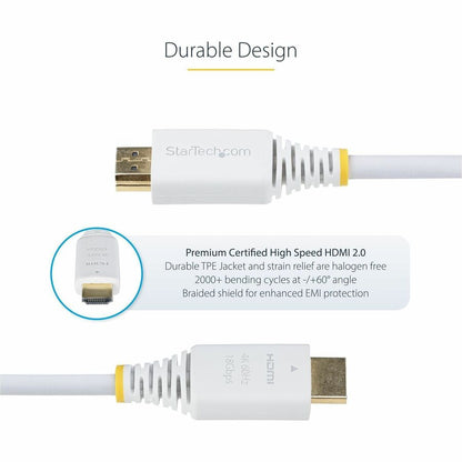 Alternate-Image3 Image for StarTech.com 6ft (1.8m) Premium Certified High Speed HDMI Cable, 4K 60Hz/1440p 144Hz, 18Gbps, UHD HDMI 2.0 Cord, TPE Jacket, White