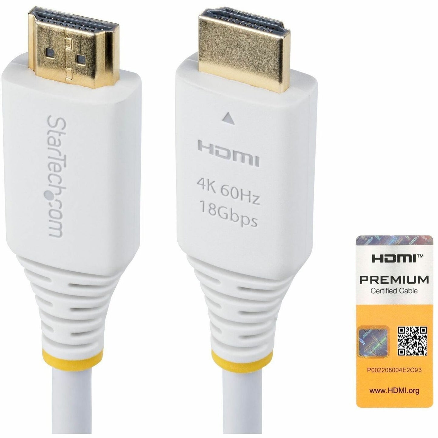 Main Image for StarTech.com 6ft (1.8m) Premium Certified High Speed HDMI Cable, 4K 60Hz/1440p 144Hz, 18Gbps, UHD HDMI 2.0 Cord, TPE Jacket, White