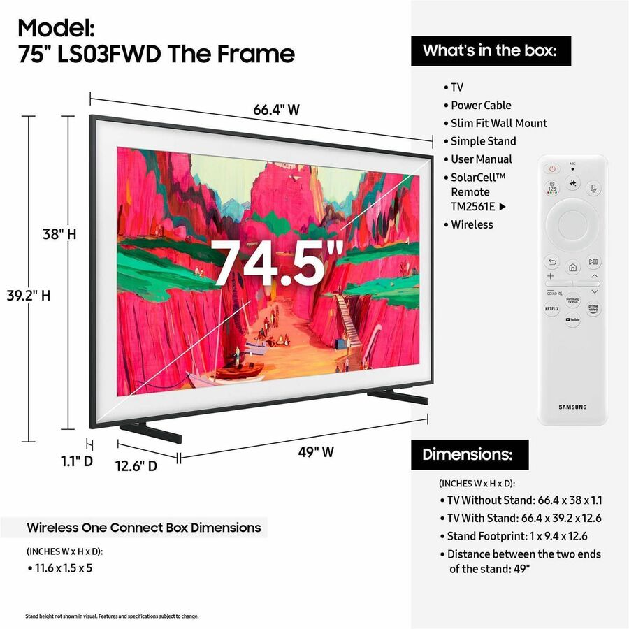 Alternate-Image1 Image for Samsung The Frame Pro QN75LS03FWF 74.5" Smart LED-LCD TV - 4K UHDTV - High Dynamic Range (HDR) - Black