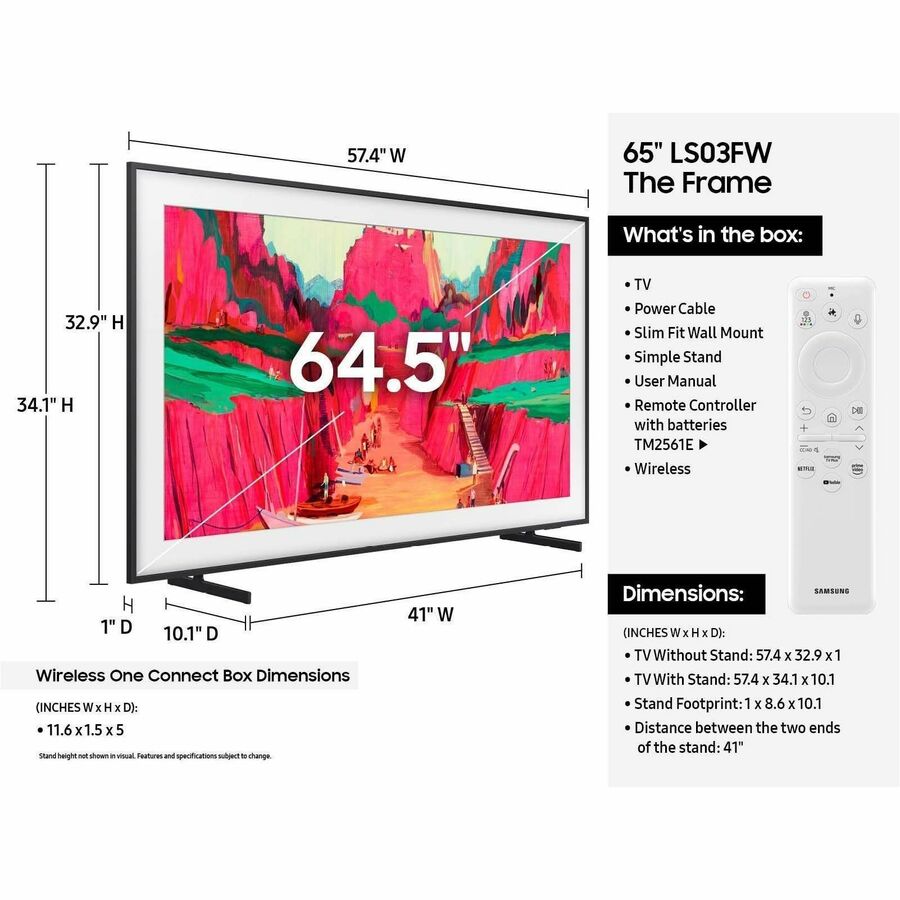 Alternate-Image2 Image for Samsung The Frame Pro QN65LS03FWF 64.5" Smart LED-LCD TV - 4K UHDTV - High Dynamic Range (HDR) - Black