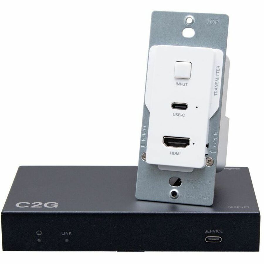 Main Image for C2G HDMI&reg; HDBaseT + USB-C&reg; Data and Video over Cat Extender Wall Plate Transmitter to Box Receiver - 4K