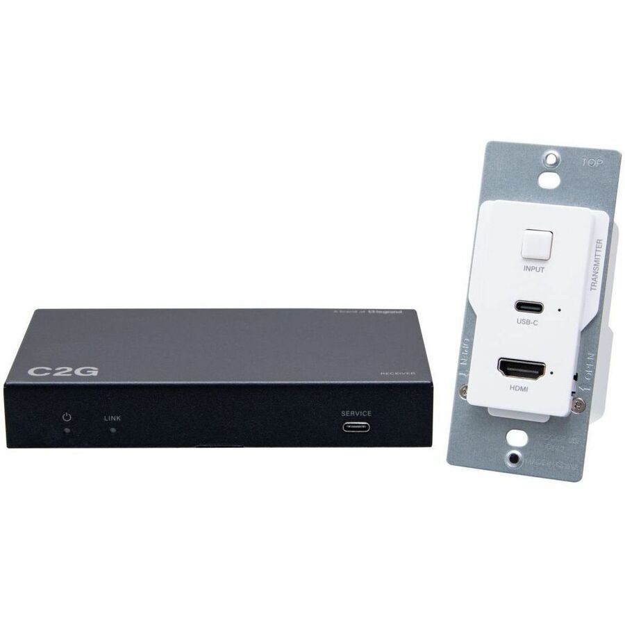 Alternate-Image1 Image for C2G HDMI&reg; HDBaseT + USB-C&reg; Data and Video over Cat Extender Wall Plate Transmitter to Box Receiver - 4K