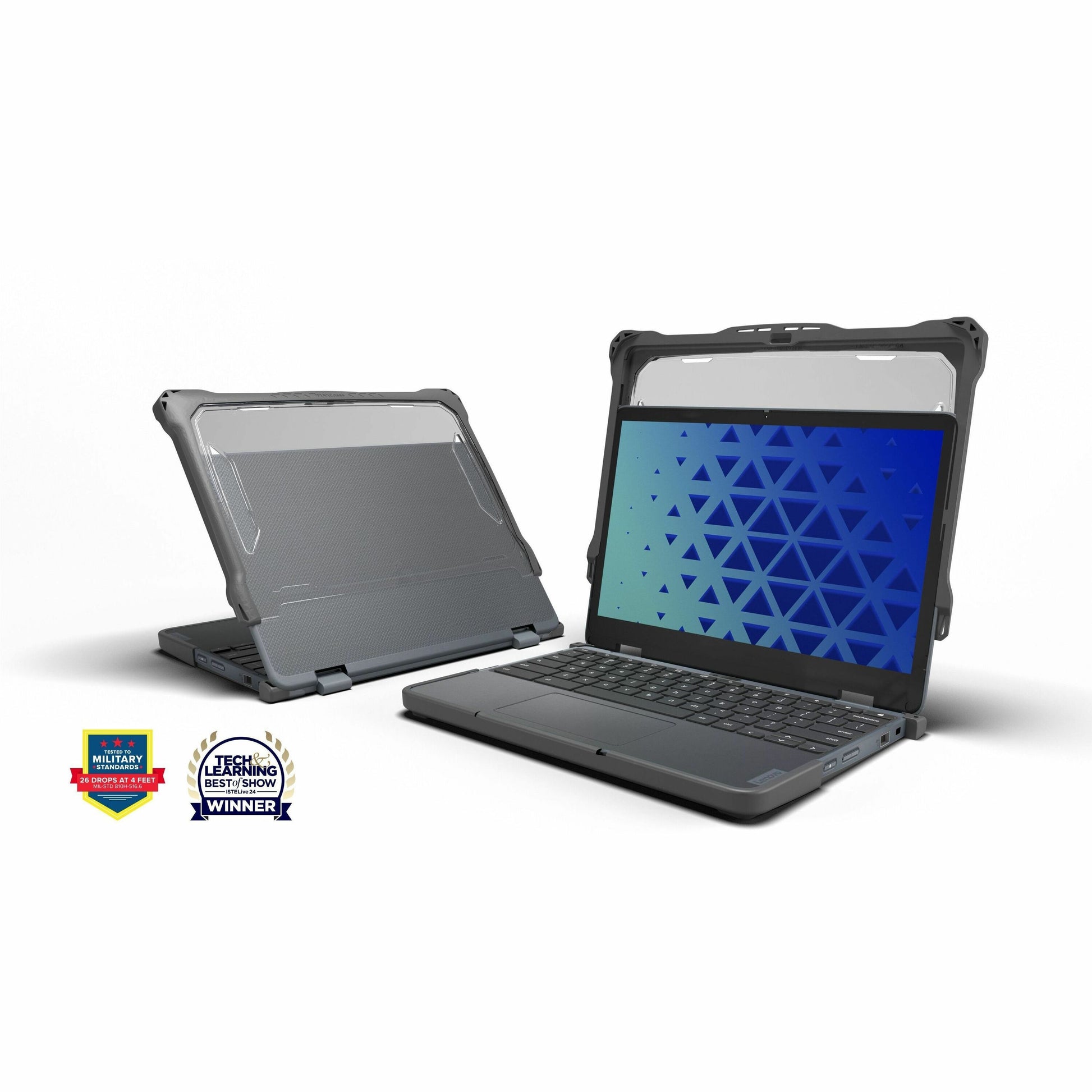 Main Image for MAXCases Extreme Shell-F2 Slide Chromebook Case for Lenovo 500e G4S (300e/500e G3) Chromebook 2:1 11.6" (Grey/Clear)