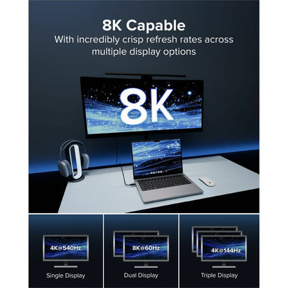 Alternate-Image2 Image for Plugable Thunderbolt 5 Cable with 80Gbps and 240W Charging - Thunderbolt Certified | Up to 120Gbps Bandwidth Boost