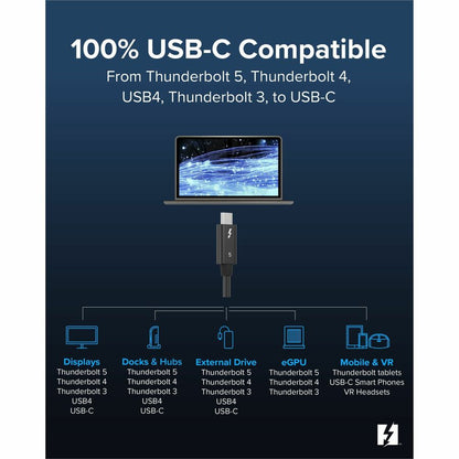 Alternate-Image4 Image for Plugable Thunderbolt 5 Cable with 80Gbps and 240W Charging - Thunderbolt Certified | Up to 120Gbps Bandwidth Boost