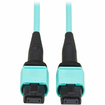 Alternate-Image1 Image for Eaton Tripp Lite Series 40/100/400G Multimode 50/125 OM3 Fiber Optic Cable (8F MPO/MPO-PC F/F), Type-A Polarity, OFNP, Aqua, 30 m (98.4 ft.)