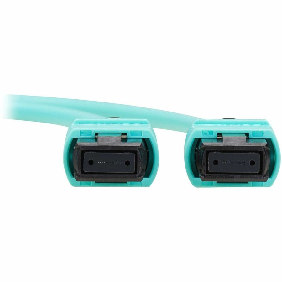 Alternate-Image2 Image for Eaton Tripp Lite Series 40/100/400G Multimode 50/125 OM3 Fiber Optic Cable (8F MPO/MPO-PC F/F), Type-A Polarity, OFNP, Aqua, 30 m (98.4 ft.)