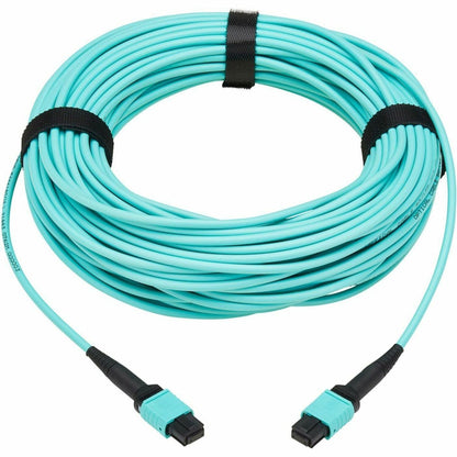 Main Image for Eaton Tripp Lite Series 40/100/400G Multimode 50/125 OM3 Fiber Optic Cable (8F MPO/MPO-PC F/F), Type-A Polarity, OFNP, Aqua, 30 m (98.4 ft.)