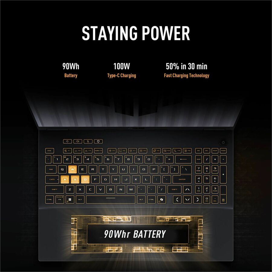 Alternate-Image4 Image for TUF Gaming F16 FX608 FX608JHR-DS74 16" Gaming Notebook - 2.5K - 165 Hz - Intel Core i7 14th Gen i7-14650HX - 16 GB - 1 TB SSD