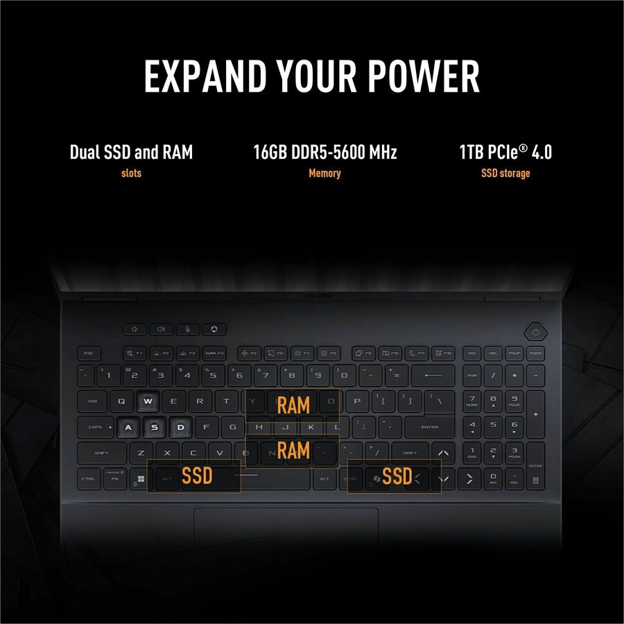 Alternate-Image7 Image for TUF Gaming F16 FX608 FX608JHR-DS74 16" Gaming Notebook - 2.5K - 165 Hz - Intel Core i7 14th Gen i7-14650HX - 16 GB - 1 TB SSD