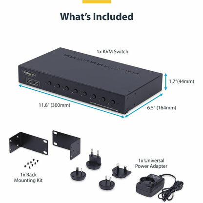 Alternate-Image3 Image for StarTech 8-Port HDMI KVM Switch with 1U Rack Mount Kit, 4K 60Hz HDMI 2.0, Push-Button & Hotkey Switching, TAA Compliant