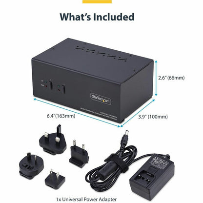 Alternate-Image3 Image for StarTech 2-Port Dual-Monitor DisplayPort and HDMI KVM Switch, 4K 60Hz, 2-Port USB 5Gbps Hub, 2x USB HID Ports, Hotkeys, TAA Compliant