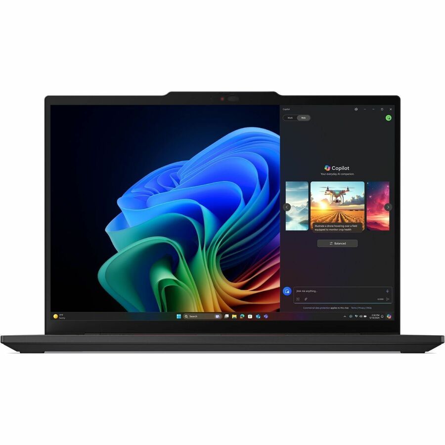 Front Image for Lenovo ThinkPad T14s Gen 6 21QX000MUS 14" Copilot+ PC Notebook - WUXGA - 60 Hz - Intel Core Ultra 7 258V - 32 GB - 512 GB SSD - English Keyboard - Black