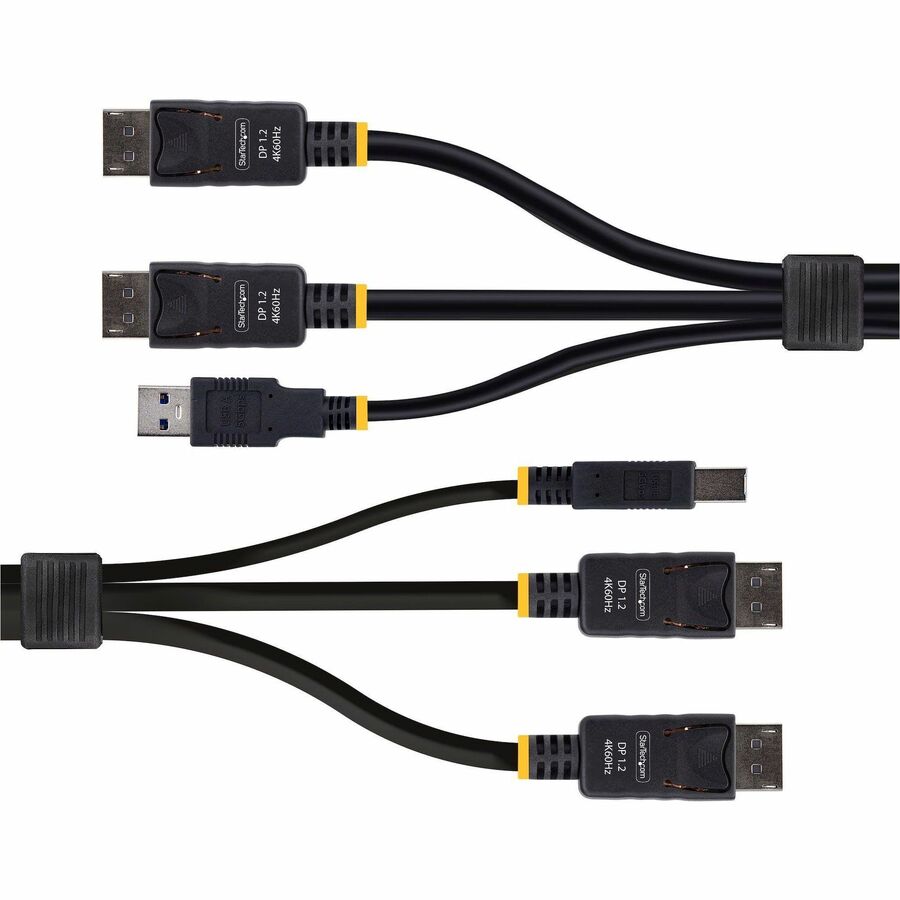 Alternate-Image2 Image for StarTech.com 6ft (1.8m) Dual-DisplayPort and USB 5Gbps KVM Cable, 4K 60Hz, Universally Compatible Combo Cable for KVM Switches
