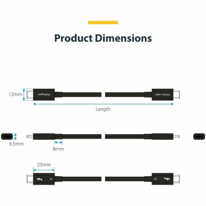 Alternate-Image5 Image for StarTech.com 3ft (1m) Thunderbolt 5 Cable, 80Gbps/120Gbps, 240W PD, 8K 60Hz, Certified Thunderbolt Cable, Compatible w/TB4/USB-C
