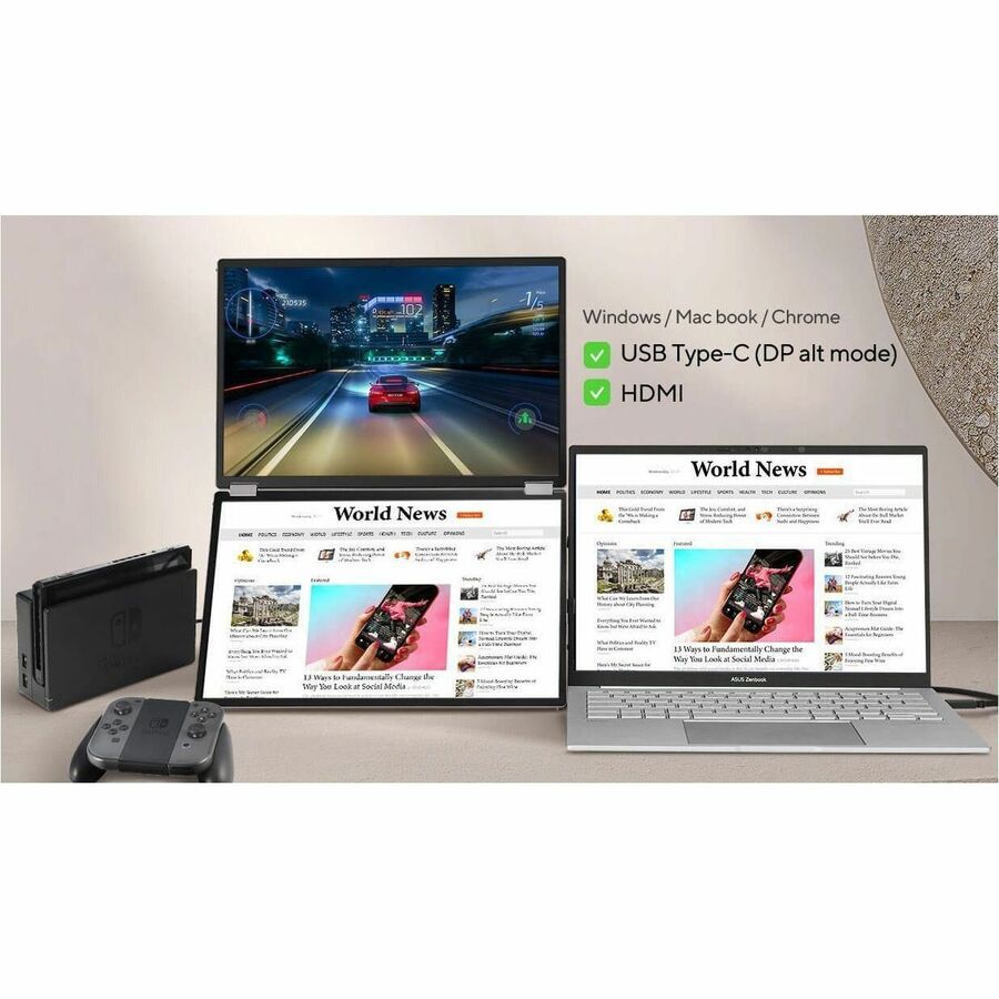 Alternate-Image6 Image for Asus ZenScreen Duo MQ149CD 14" Class WUXGA OLED Monitor - 16:10 - Silver
