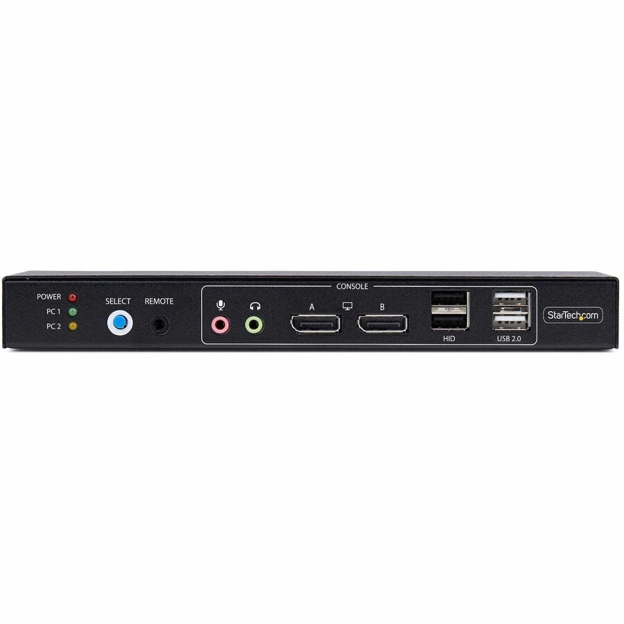 Front Image for StarTech 2-Port Dual-Monitor DisplayPort KVM Switch with Dual View Video Matrix, 4K 60Hz, 4x USB Hub Ports, TAA Compliant