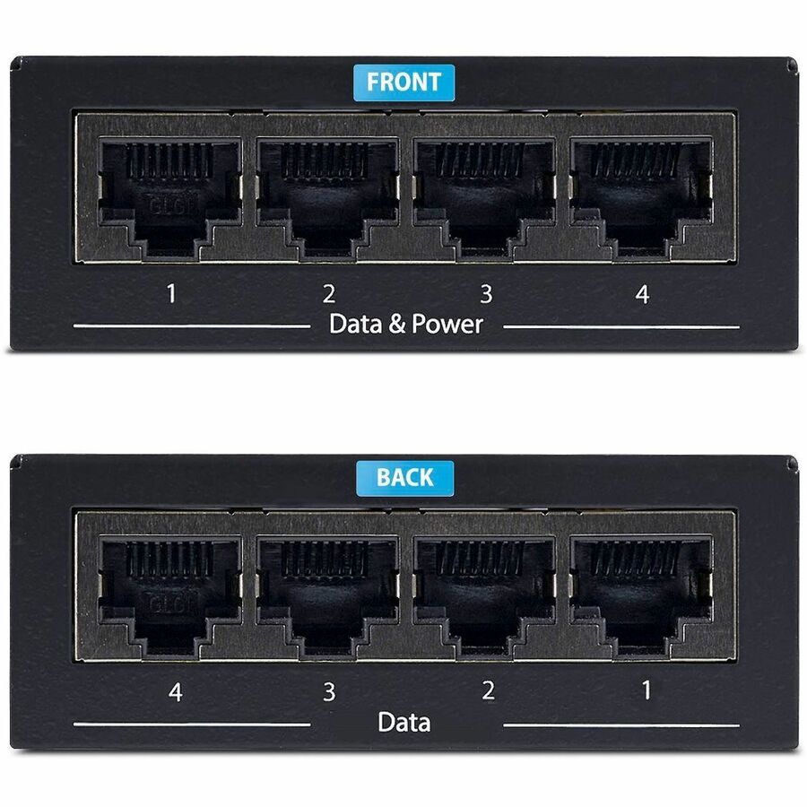 Alternate-Image2 Image for StarTech.com 4-Port Gigabit Midspan, PoE+ Injector, 802.3at & 802.3af, Wall-Mountable Power over Ethernet Midspan, TAA Compliant