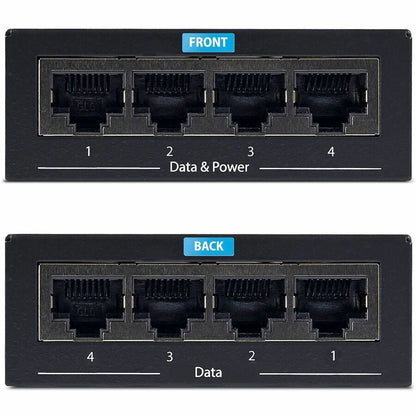 Alternate-Image2 Image for StarTech.com 4-Port Gigabit Midspan, PoE+ Injector, 802.3at & 802.3af, Wall-Mountable Power over Ethernet Midspan, TAA Compliant