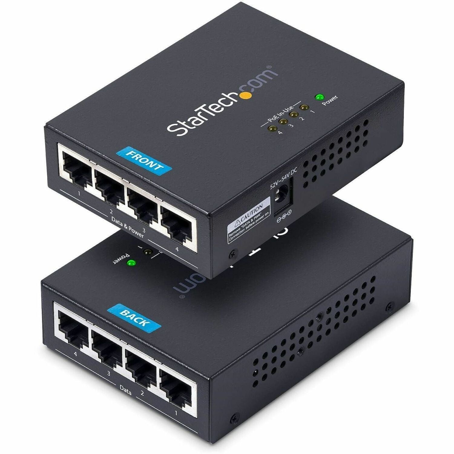 Main Image for StarTech.com 4-Port Gigabit Midspan, PoE+ Injector, 802.3at & 802.3af, Wall-Mountable Power over Ethernet Midspan, TAA Compliant