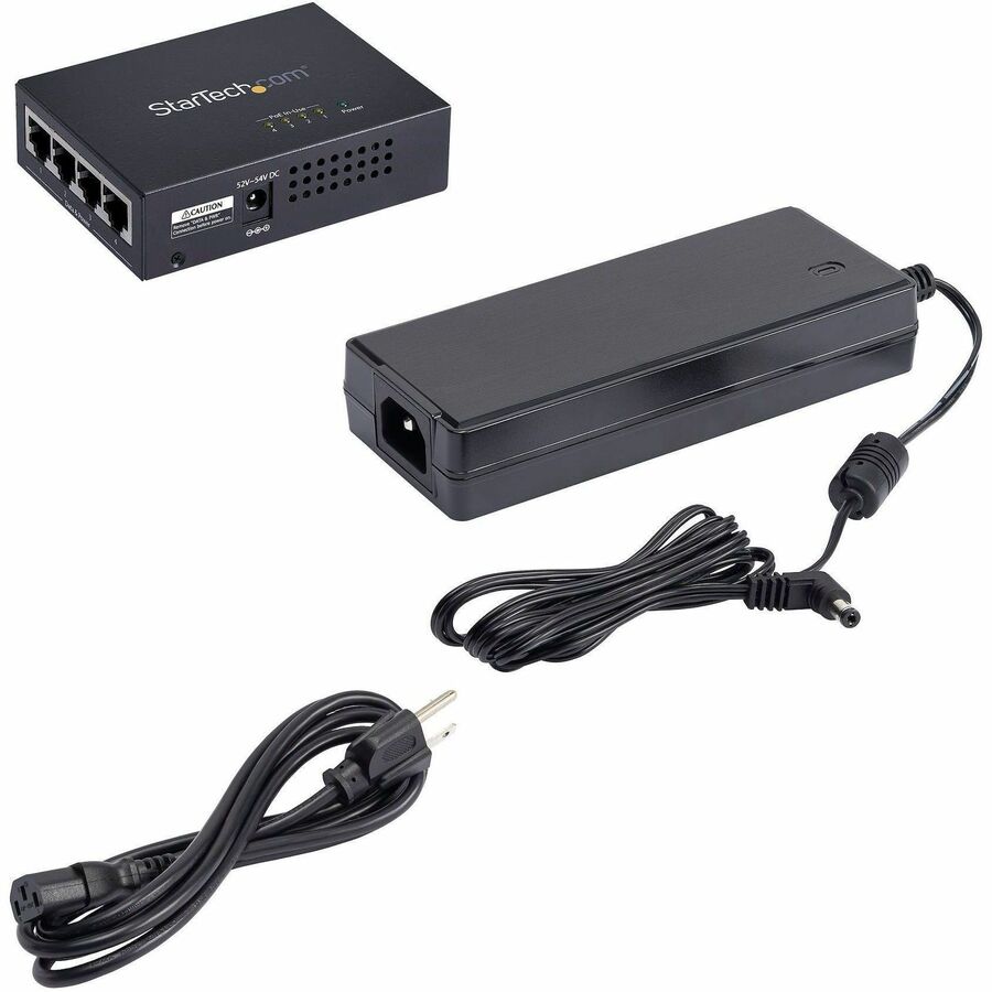 Alternate-Image4 Image for StarTech.com 4-Port Gigabit Midspan, PoE+ Injector, 802.3at & 802.3af, Wall-Mountable Power over Ethernet Midspan, TAA Compliant