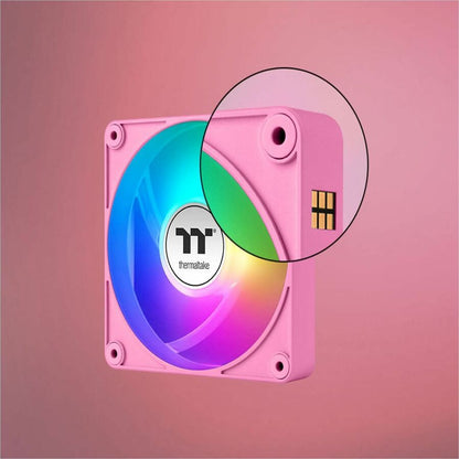 Alternate-Image4 Image for Thermaltake CT140 EX Reverse ARGB Sync PC Cooling Fan Bubble Pink (3-Fan Pack) - 3 Pack